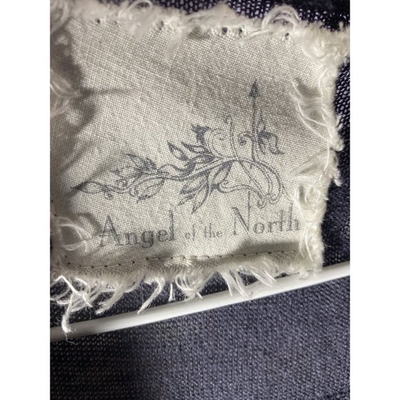 Angel Of The North Gray Size Small Ruffle Back Open Cardigan Linen Blend Pockets - Picture 3 of 11